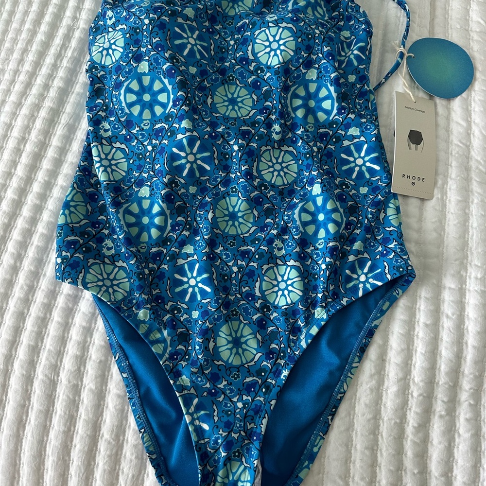Target x Rhode blue zinnia Floral Print One Piece Swimsuit size medium